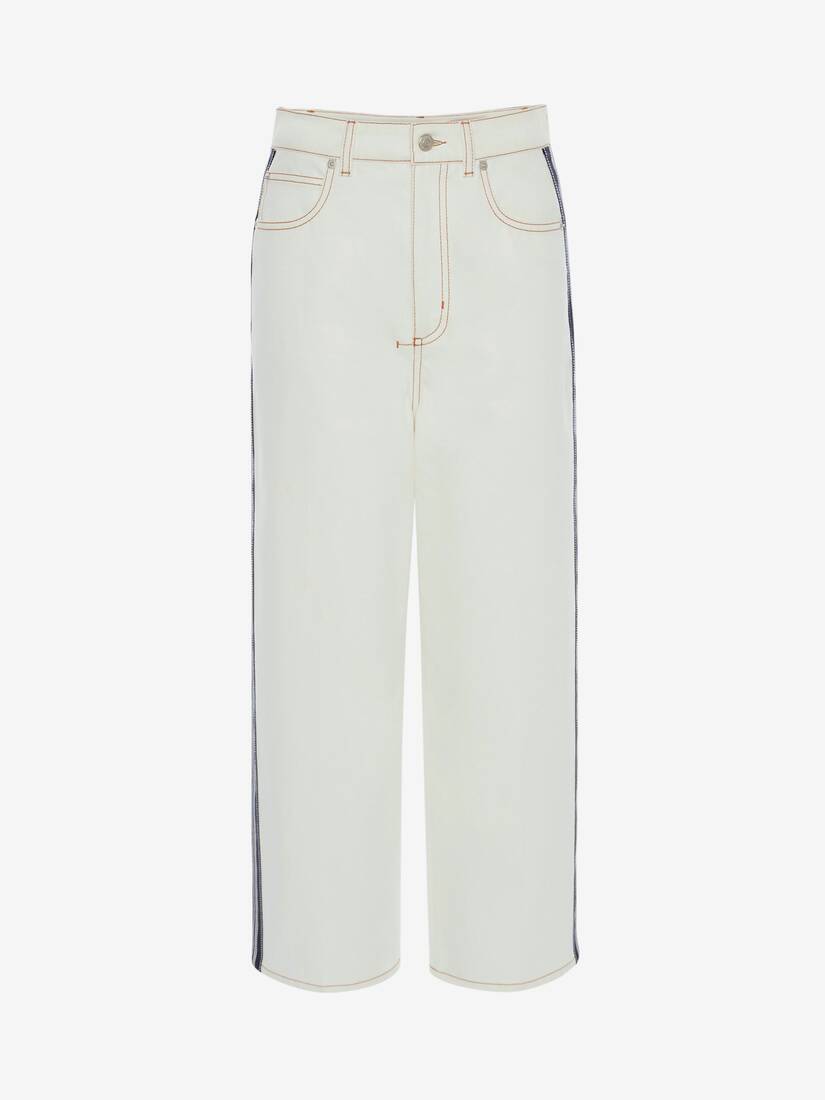 Pantalones Alexander McQueen Boyfriend Denim Mujer - Blancos - Mexico 672-BMUGNF